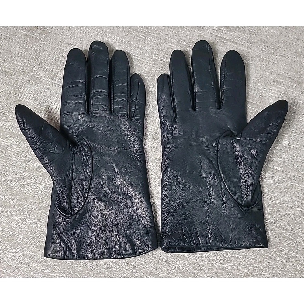 VTG Fownes Gloves Womens Size 7 1/2 Black Leather Lined Dress Classic Boho